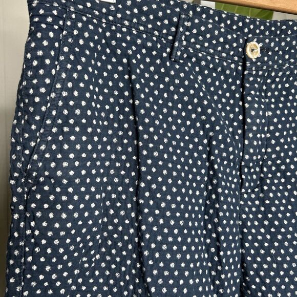 Massimo Dutti Shorts Preppy Flat Front Pockets Navy White Polka Dots Sz 36 - Picture 2 of 8